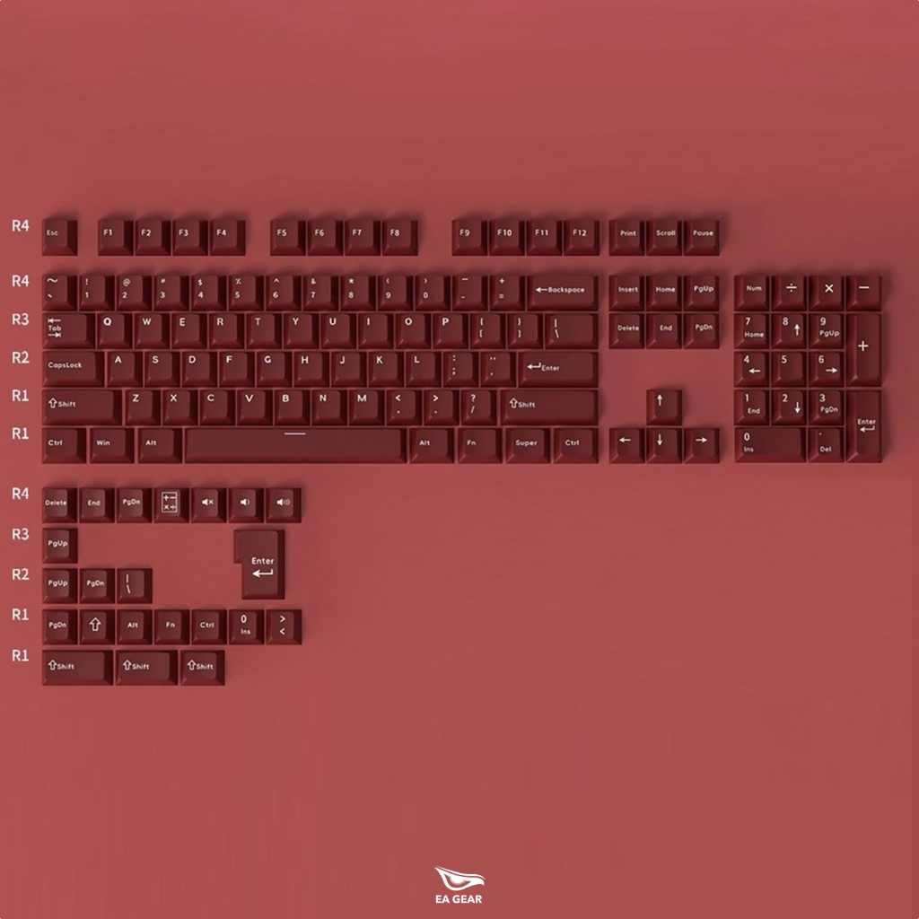 Bộ Keycap Aifei Đỏ Thẫm Cho Bàn Phím Cơ Cherry Profile Chơi Nhiều Layout - EA Gear