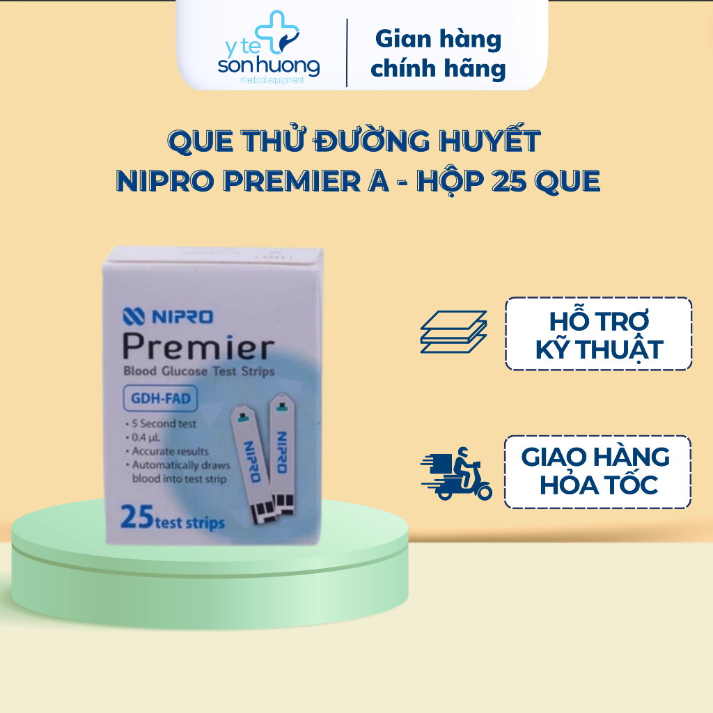 Que thử đường huyết Nipro Premier α (hộp 25 que)