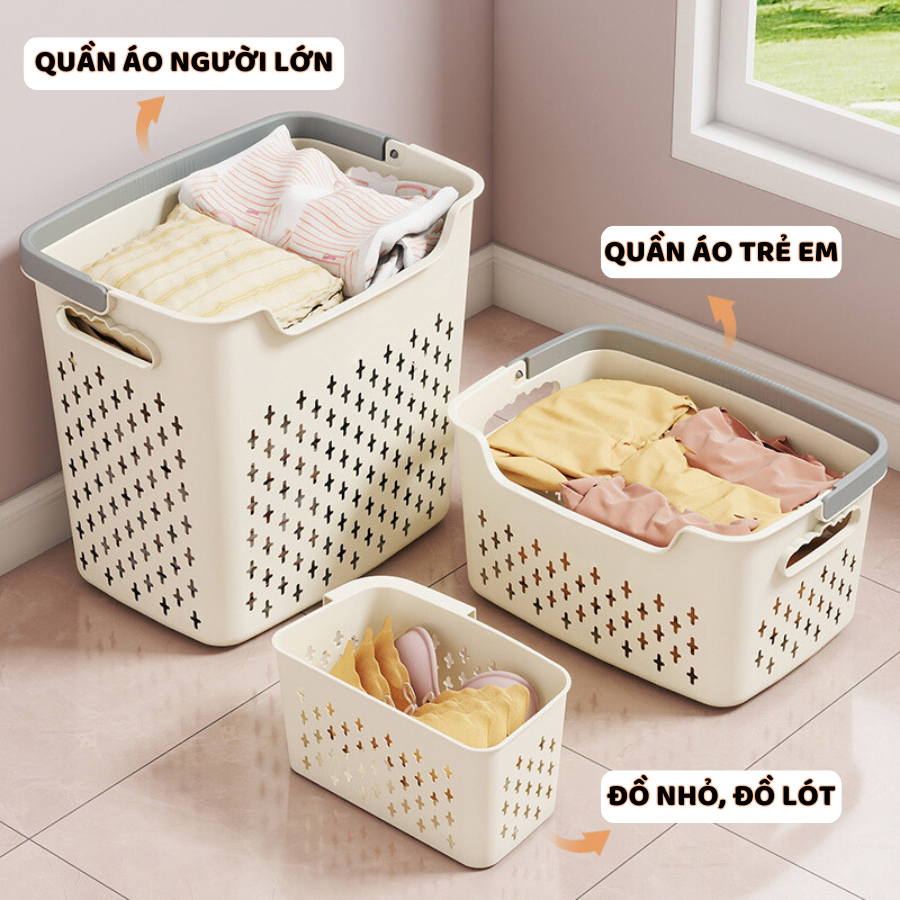 Sọt Đựng Quần Áo Bẩn, Giỏ Nhựa Đựng Đồ Giặt Cho Gia Đình 3 Kích Thước Q048 | BigBuy360 - bigbuy360.vn