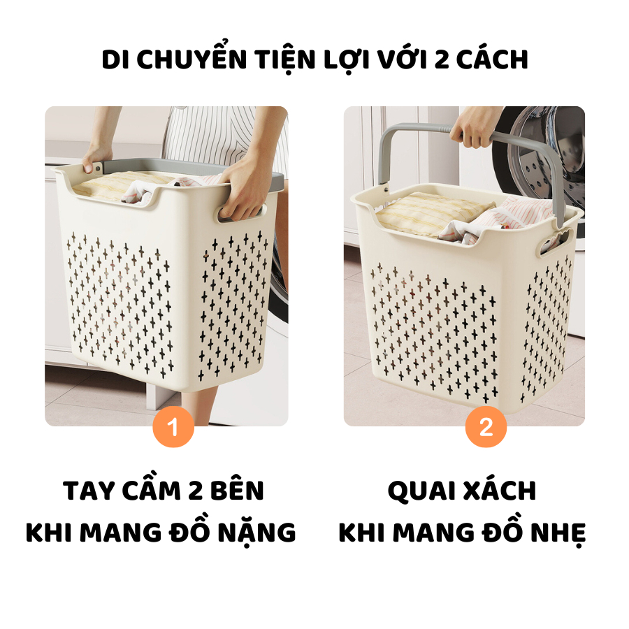 Sọt Đựng Quần Áo Bẩn, Giỏ Nhựa Đựng Đồ Giặt Cho Gia Đình 3 Kích Thước Q048 | BigBuy360 - bigbuy360.vn