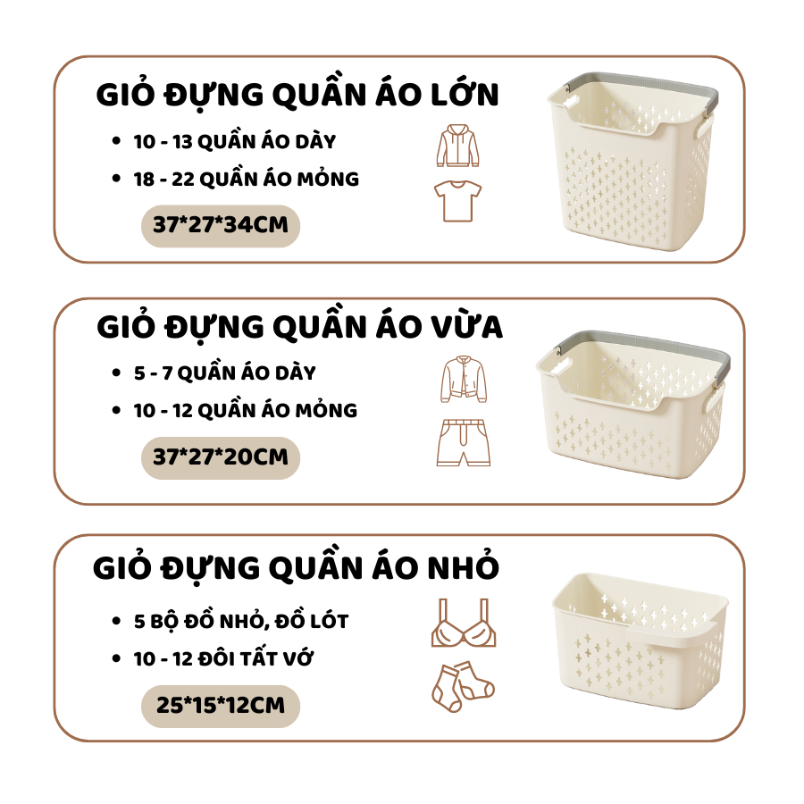 Sọt Đựng Quần Áo Bẩn, Giỏ Nhựa Đựng Đồ Giặt Cho Gia Đình 3 Kích Thước Q048 | BigBuy360 - bigbuy360.vn
