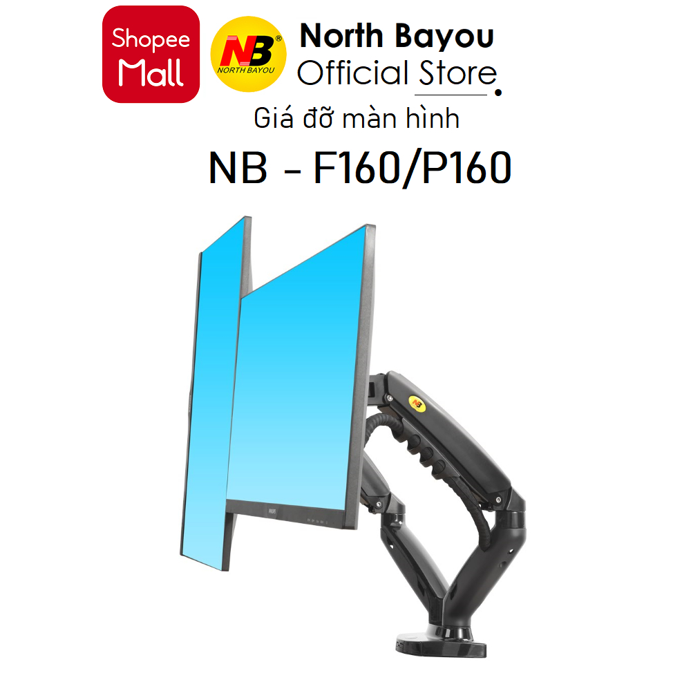 Giá treo đỡ North Bayou NB-F160 / P160 màn hình 17-27inch, Tải 9kg x 2 màn - Hàng chính hãng