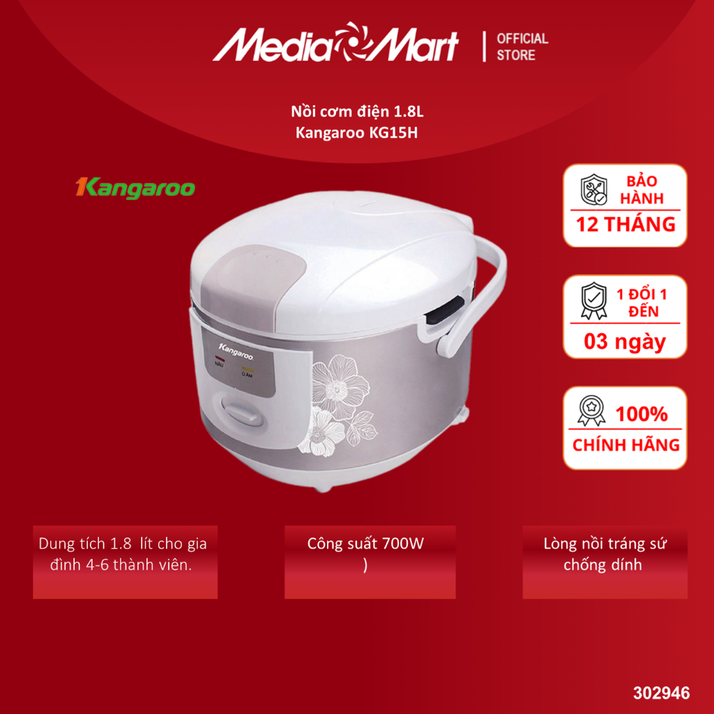 Nồi cơm điện 1.8L Kangaroo KG15H