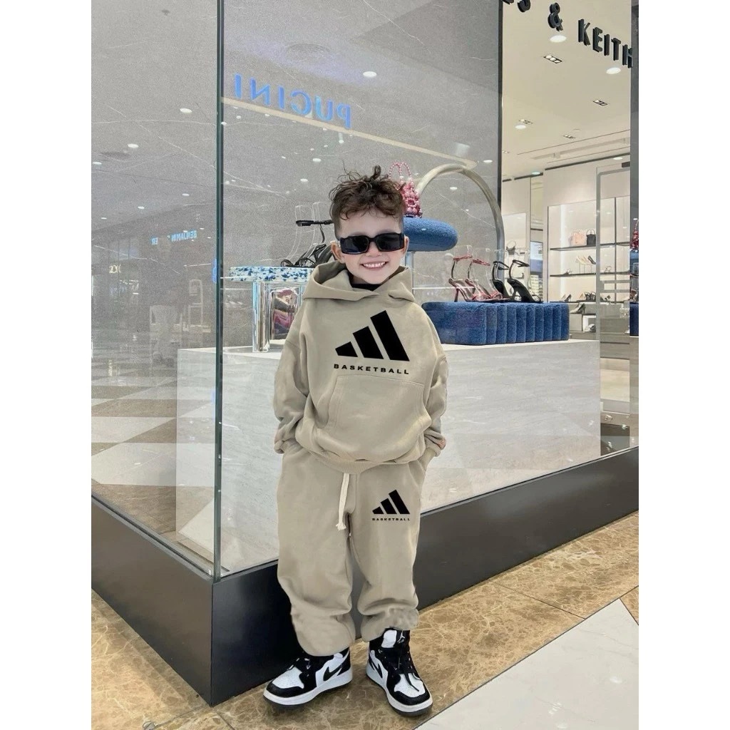  Bộ quần áo nỉ hoodie thu đông cho bé trai hình basketball Set áo nỉ mũ quần jogger trẻ em.TPKIDS M868  