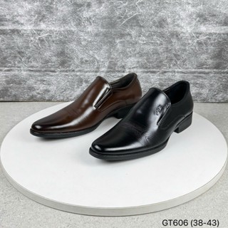 Giày tây nam BQ size 38-43 thời trang công sở cao cấp dáng lười mũi nhọn da bò dập vân trẻ trung thanh lịch GT606
