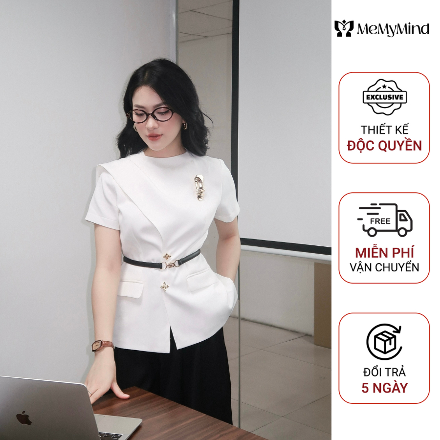 Áo kiểu nữ ngắn tay cách điệu dáng A nhà MEMYMIND - A0902