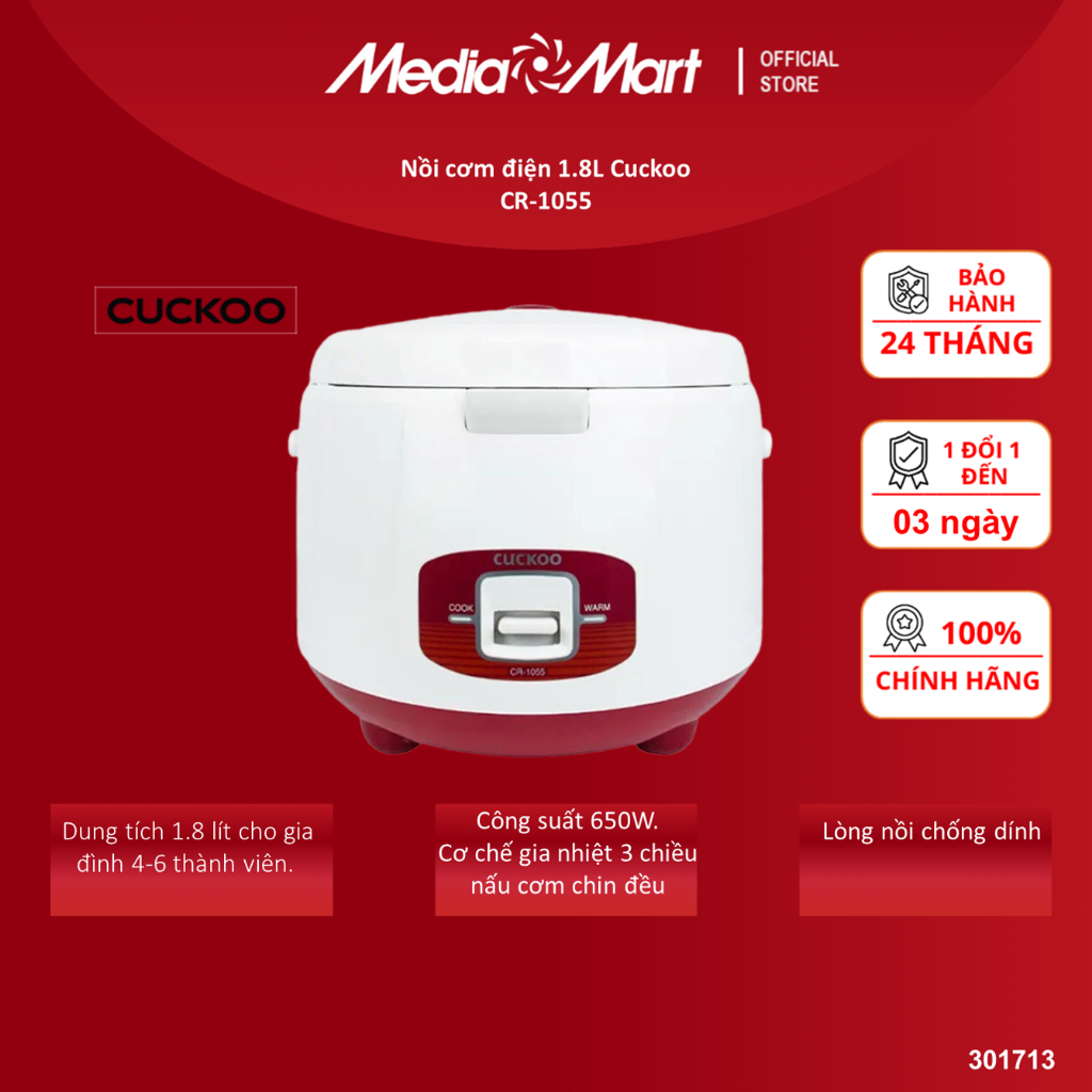 Nồi cơm điện 1.8L Cuckoo CR-1055