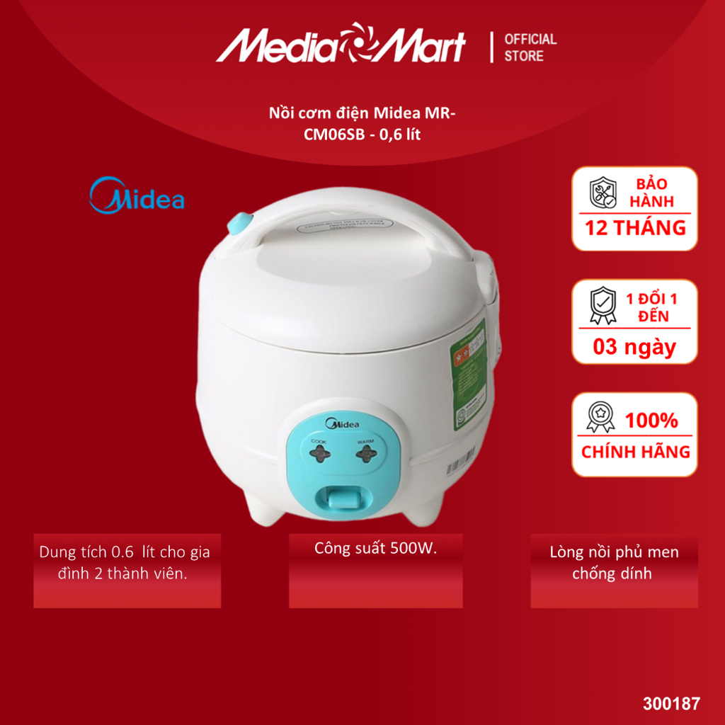 Nồi cơm điện Midea MR-CM06SB - 0,6 lít