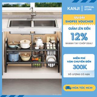 Kệ để đồ gầm nhà bếp KANJI, để xoong nồi, kệ để gầm bồn rửa bát, kệ để đồ nhà tắm bằng thép cacbon chống gỉ