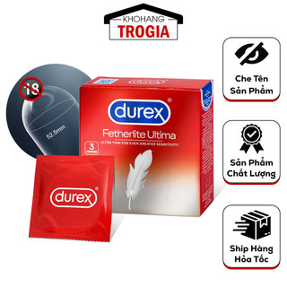 Bao Cao Su Durex Fetherlite Ultima, Bcs Siêu Mỏng Ôm Sát Size 52mm, Nhiều Gel Bôi Trơn (Hộp 3C)