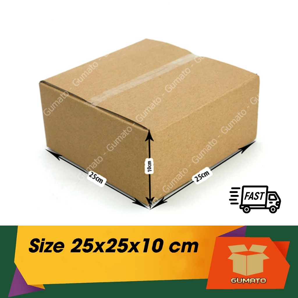 Size 25x25x10 cm, hộp giấy thùng carton gói hàng tại Gumato (Mã số G-P70)