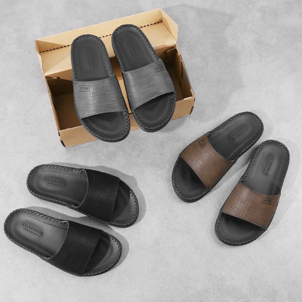  Dép Da Nam Quai Ngang Cao Cấp DATINNOS Đế Doctor Da Microfiber  Vân Sọc DTDA20 