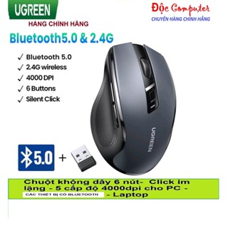 Chuột không dây Ugreen MU006  15508 15063 Bluetooth 5.0 +  Wireless 2.4G 4000 DPI | 6 Nút | Silent - Hàng chính hãng