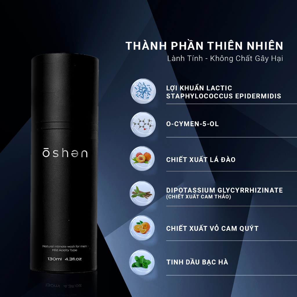 Dung dịch vệ sinh nam giới OSHEN JAPAN Natural dạng xịt tạo bọt kháng khuẩn Nhật Bản130ml