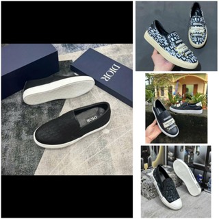 Giày Slipon Nam (Hỗ trợ đổi size) CD Dệt Vân Chữ Nổi Mũi Trắng Cực Sang Mẫu mới của DIO Full box