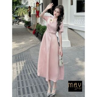 Váy Nữ Dài Dự Tiệc Thiết Kế MAY O35 Màu Hồng Pastel Sáng Da Tặng Tag Và Bell – Đầm Nữ Dự tiệc Sang Trọng Chuẩn MAY