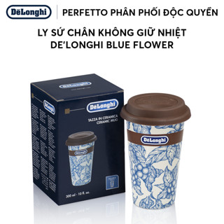 Ly sứ chân không giữ nhiệt DeLonghi (Blue Flower/ Thermal Mug/ Coffee Shop/ Multi-coloured)