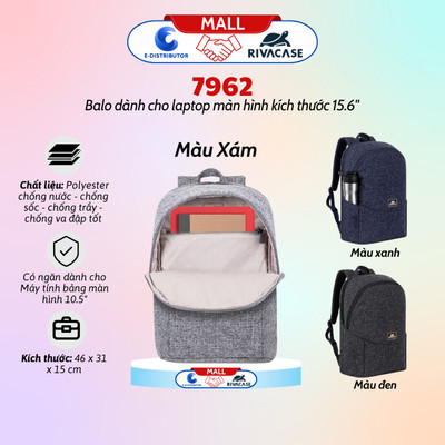 [HỎA TỐC] Balo dành cho Laptop 15.6 inch Rivacase 7962 - Hàng chính hãng