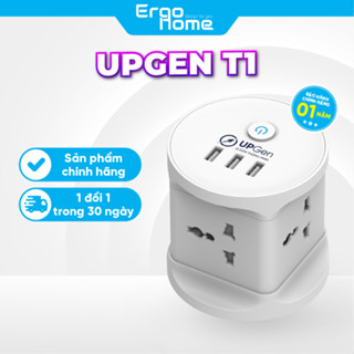 Ô cắm điện đa năng UPGEN T1 có 3 cổng sạc USB cho điện thoại, 4 ổ cắm chịu tải 2500W, dây điện dài 2.5m, BH 12 tháng