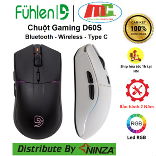 Chuột Không Dây Gaming Fuhlen D60S (Kết nối 3 chế độ: Bluetooth, Wireless 2.4G,Có dây Type-C) -Hàng Chính Hãng BH 2 Năm