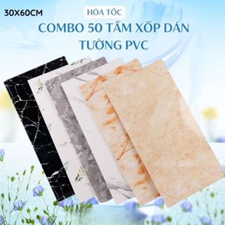 (HCM) Combo 50 Tấm Xốp PVC Dán Tường Vân Đá Cực Sang, Hàng Loại 1, có Lớp Tráng nhôm Cách Nhiệt 30x60cm sẵn keo