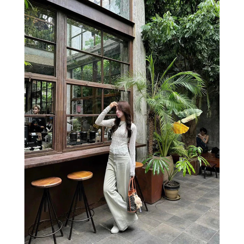 (ẢNH LOẠI 1) Áo Ren Mỏng Nhẹ Chất Liệu Thun Xốp Forly Offical Áo Ren Dài Tay Phối Hoạ Tiết Trám - Bun222 | BigBuy360 - bigbuy360.vn