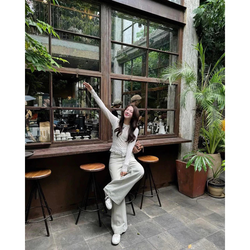 (ẢNH LOẠI 1) Áo Ren Mỏng Nhẹ Chất Liệu Thun Xốp Forly Offical Áo Ren Dài Tay Phối Hoạ Tiết Trám - Bun222 | BigBuy360 - bigbuy360.vn