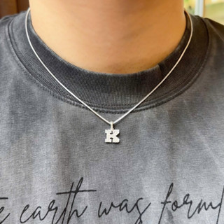 Dây chuyền bạc hộp vuông mặt chữ cái đính đá sang trọng đơn giản dành cho nam nữ - Trang Sức MINA JEWELRY