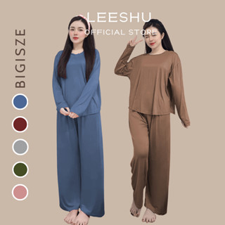 Bộ thun lạnh Bigsize nam nữ mặc nhà ủ kem áo tay dài quần ống suông rộng Khuất Yến. chất vải thun lạnh cotton mềm mại