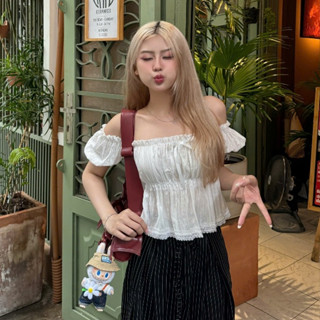 Áo baby doll  đính nơ viền ren 2024 Gemma,closet