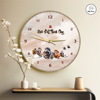 Đồng Hồ tranh MÃ ĐÁO THÀNH CÔNG vô tri hài hước - Bề mặt tráng gương bo viền vàng - Kích thước 35x35