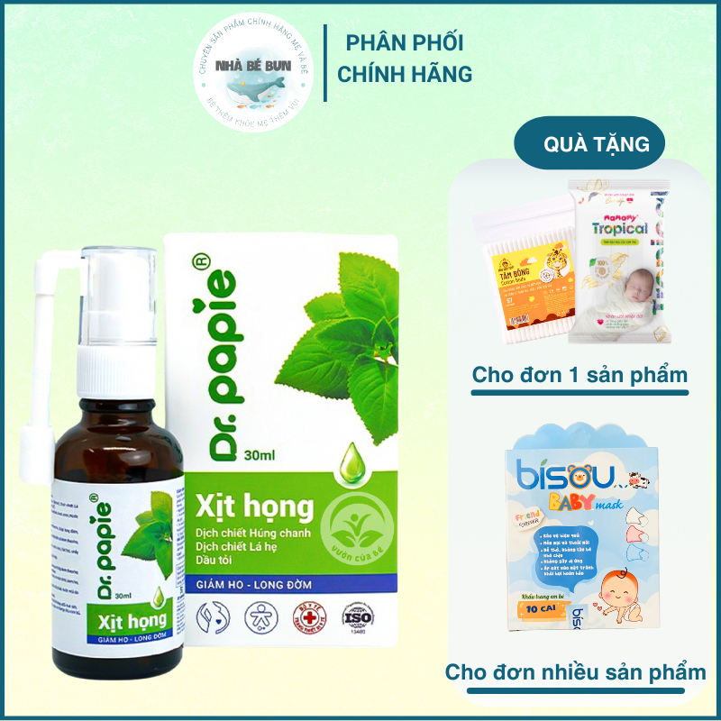 Xịt Họng Dr.Papie Húng Chanh Hỗ Trợ Tăng Sức Đề Kháng Đường Hô Hấp 30ml
