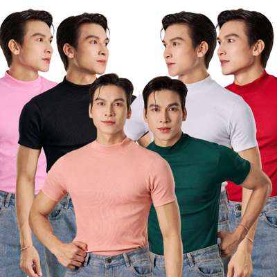 Áo Thun Cổ Lọ Nam Tay Ngắn Form Body Thun Gân Cao Cấp Thương Hiệu Mr Twins