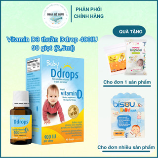 Vitamin D3 D drops - Baby Drops Mỹ/Canada Tinh Khiết Bổ Sung Vitamin D Cho Bé Từ Sơ Sinh 90 Giọt.