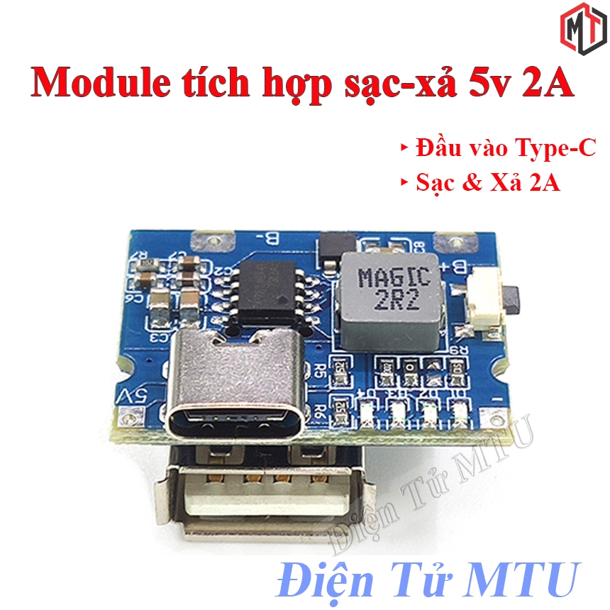 Mạch chế sạc dự phòng mini 5V 2A - 1 cổng USB + Type-C