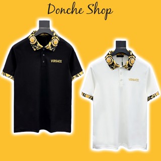 Áo Polo Vơ Sa Chì Tay Bo Cổ Dệt Hoa Vàng Đặc Trưng - Áo Polo Nam Nữ VSC Chất Cotton Siêu Mát 678232