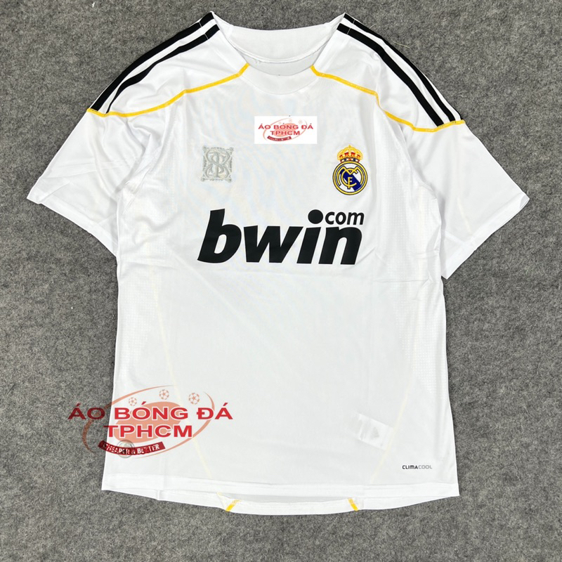 Retro.REAL.09/10 -  Áo Bóng Đá RETRO CLASSlC hàng Thái cao cấp - Retro.REAL trắngĐenVàng09