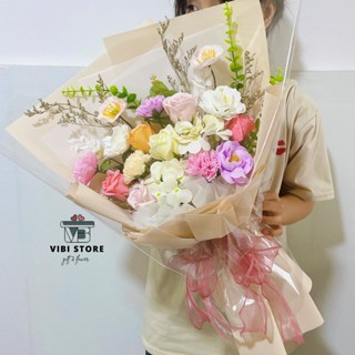  Ảnh thật 🌸 Bó hoa sáp mix phong cách hiện đại size 50-55cm  nhận ghi thông điệp  - tặng tốt nghiệp sinh nhật kỉ niệm 