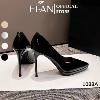 Giày cao gót mũi nhọn đế đúp gót nhọn 10 phân [da bóng mềm mại] 1088A FFAN STORE, bít mũi màu đen be trắng sữa bạc