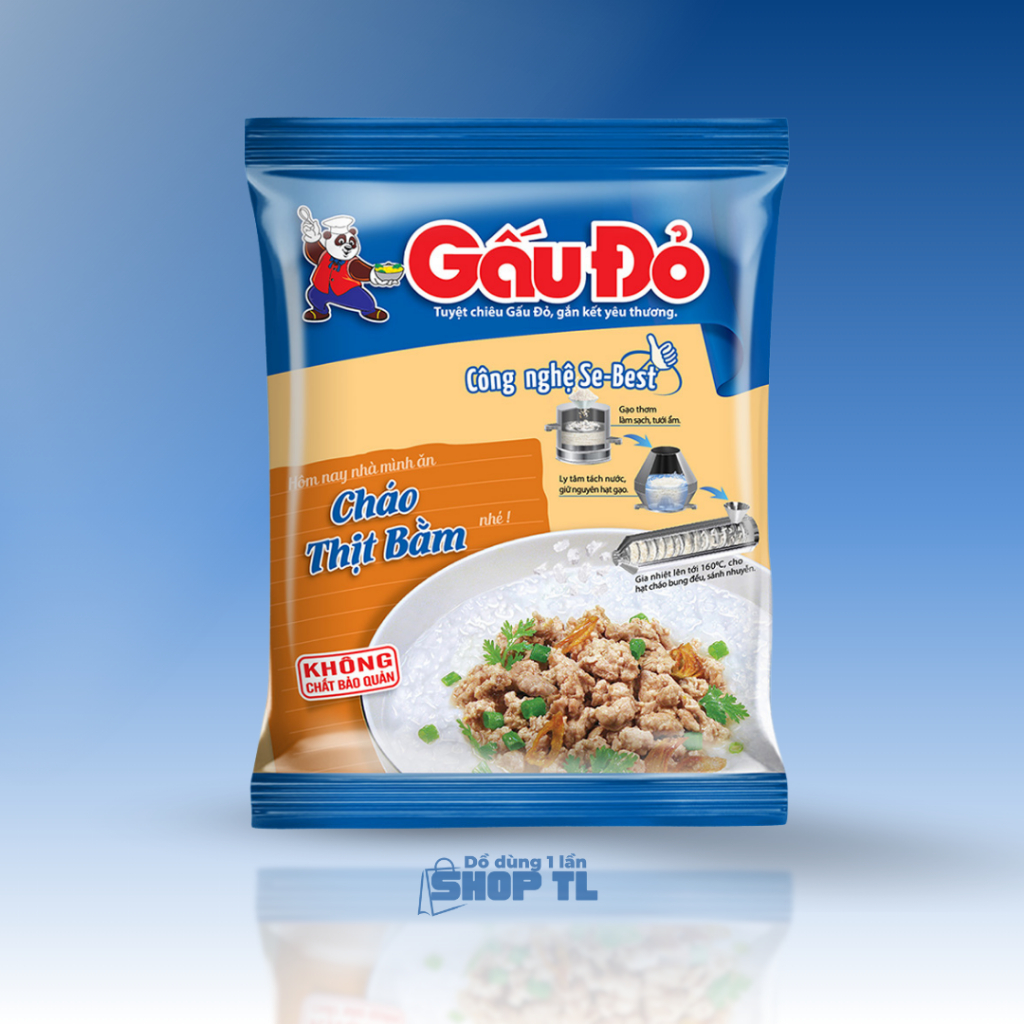 Thùng 50 gói cháo thịt bằm Gấu Đỏ