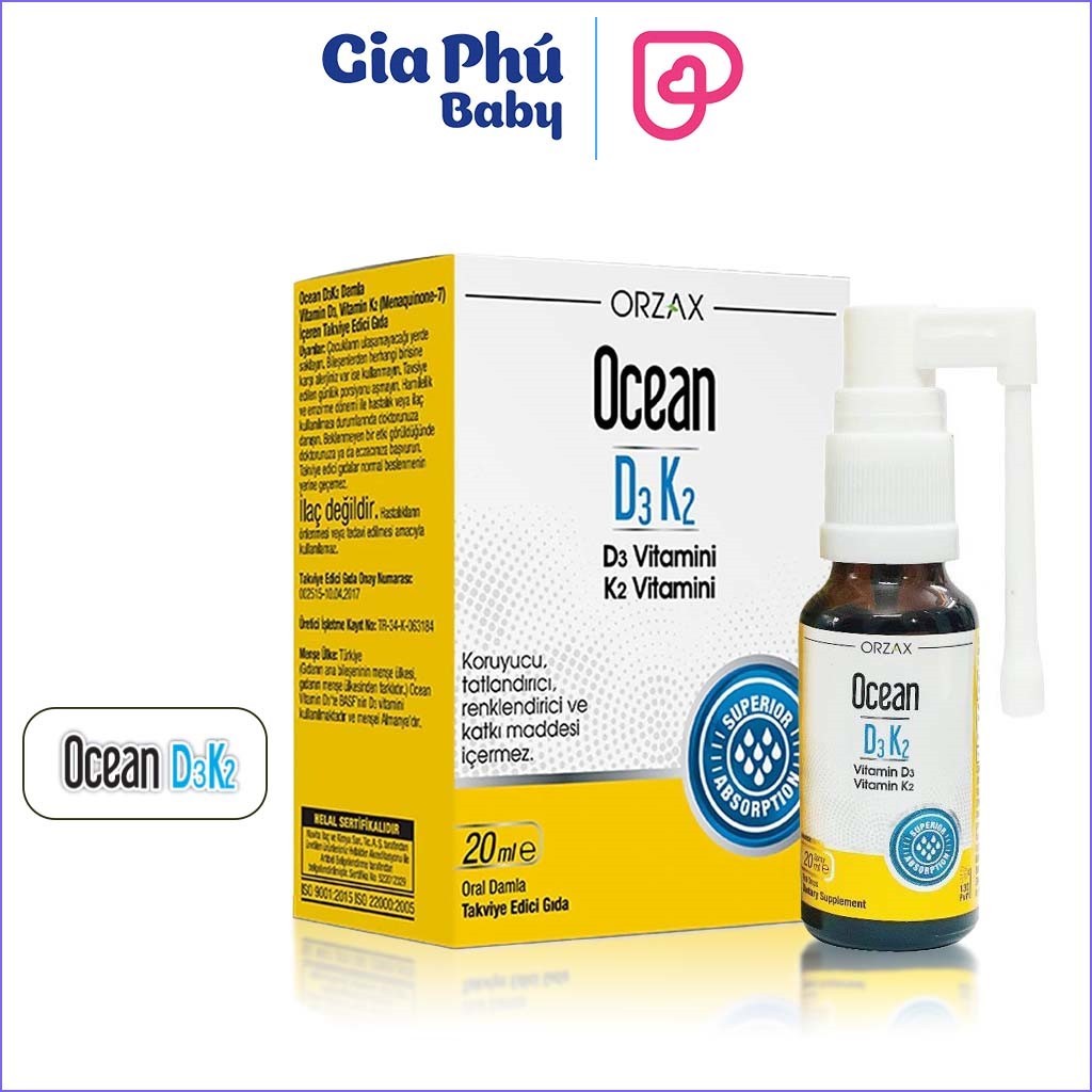 OCEAN D3 K2 BỔ SUNG VITAMIN D3 VÀ VITAMIN K2 XỊT NHẬP KHẨU CHÍNH HÃNG THỔ NHĨ KỲ