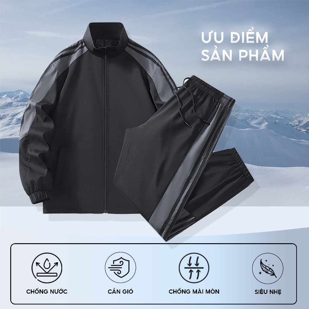 Bộ áo gió nam thể thao S2 SPORT cao cấp quần jogger 2 lớp tráng bạc cản gió, chống nước - SBG01
