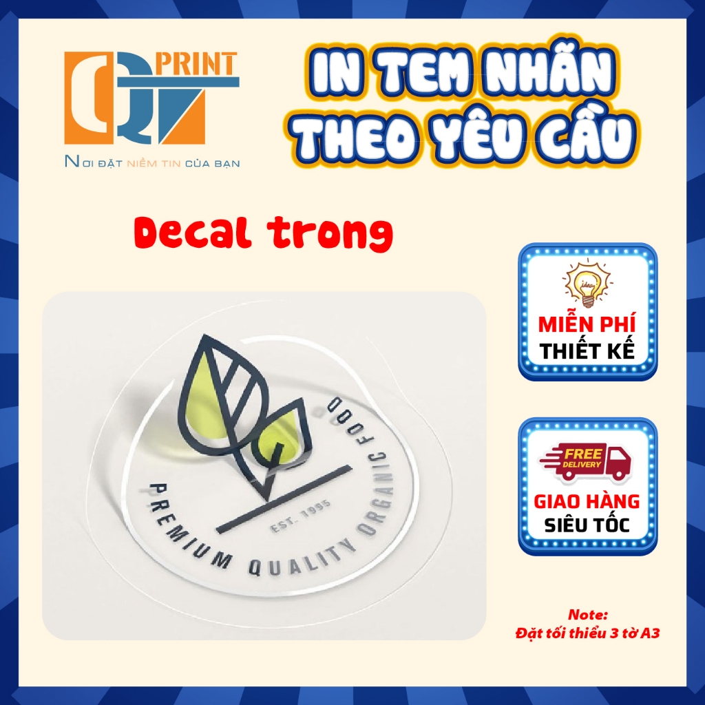 In Tem Nhãn Trong Suốt, Decal Trong Chống Nước