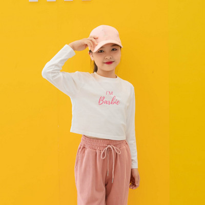 Áo croptop tay dài màu trắng cho bé gái in chất cotton - Áo croptop dài tay bé gái Loza Kids CG001