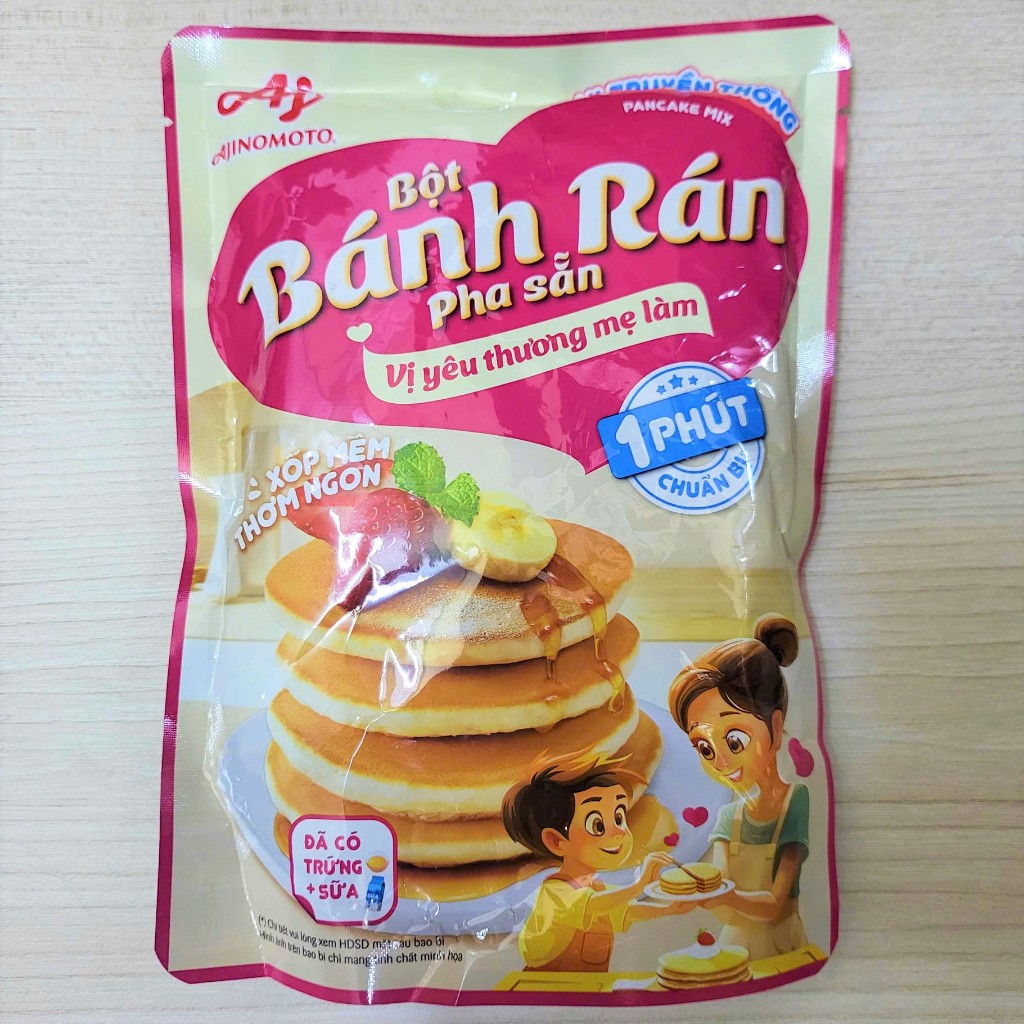 AJ (gói HỒNG 200g) BỘT BÁNH RÁN PHA SẴN VỊ TRUYỀN THỐNG (hương Vani) AJINOMOTO Original Pancake Mix Powder