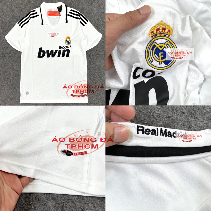 Retro.REAL.08/09 -  Áo Bóng Đá RETRO CLASSlC hàng Thái cao cấp - Retro.REAL trắng cổ08