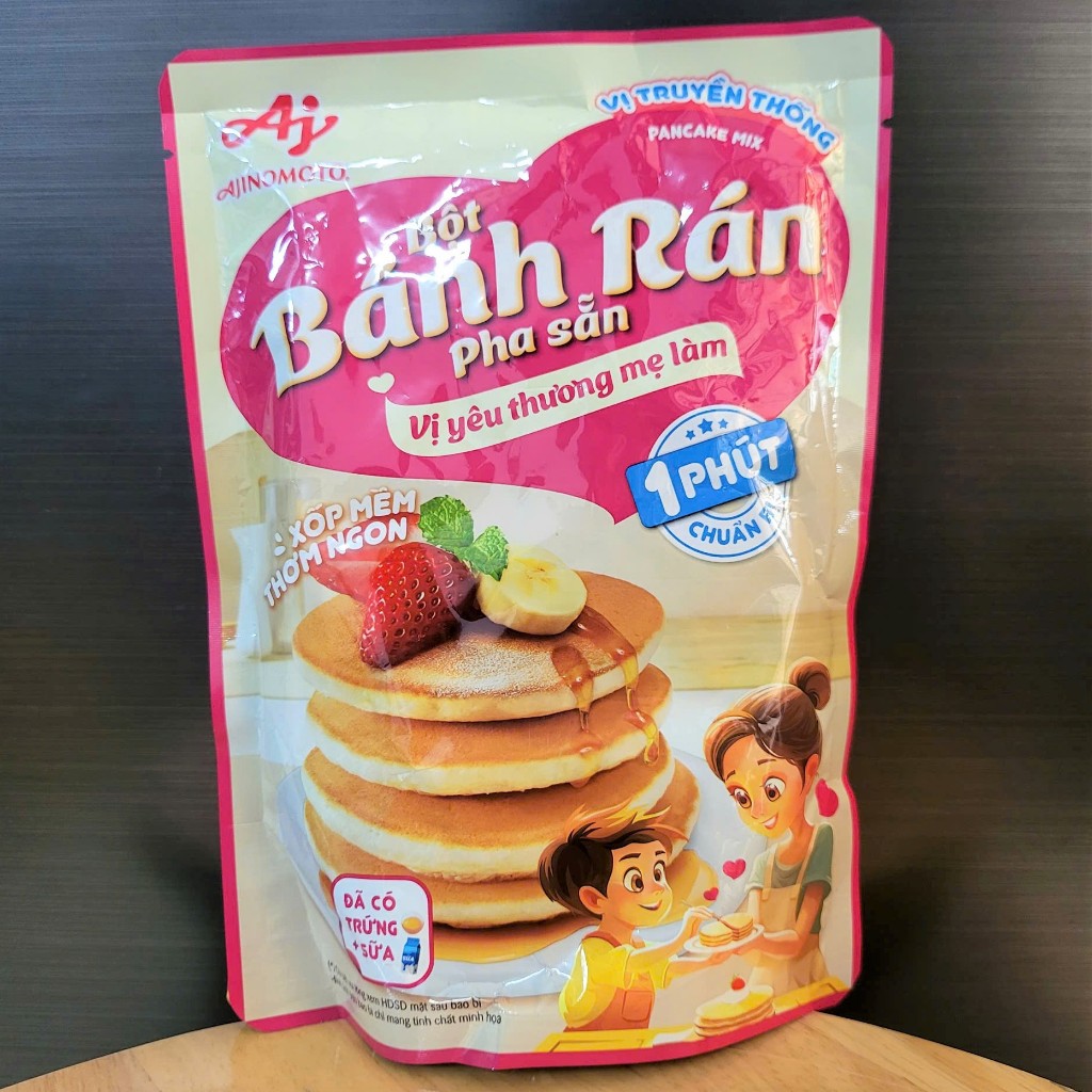 AJ - gói HỒNG 200g - BỘT BÁNH RÁN PHA SẴN VỊ TRUYỀN THỐNG (hương Vani) / AJINOMOTO Original Pancake Mix Powder