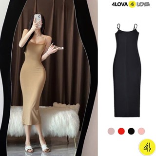 Váy Body Thun Dáng Dài 4LOVA Ôm Body Xẻ Tà Sau Lưng Sexy Quyến Rũ, Phong Cách Sang chảnh EVA-VBD0165