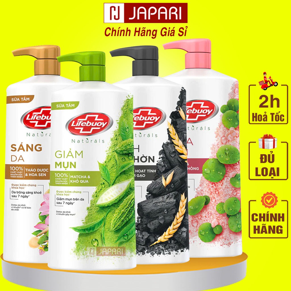  Sữa Tắm Lifebuoy Khổ Qua CHÍNH HÃNG 800g - Sữa Tắm Muối Hồng Thảo Dược Hoa Sen Giảm Mụn Lưng Trắng Da - Japari 