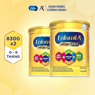 Bộ 2 lon Sữa Bột Enfamil A+ Neuropro 1 - FL HMO Vị Nhạt Dễ Uống – 830g